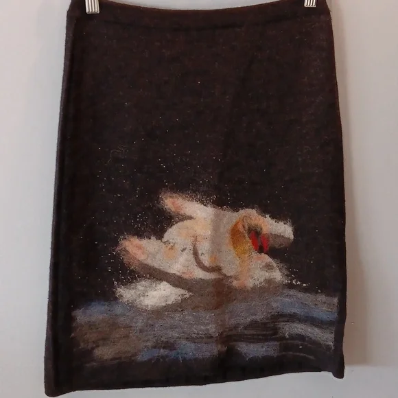 Anthropologie Troubadour Odette abstract swan knit wool skirt - Picture 3 of 8